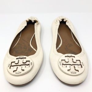 Off white leather Tory Burch Reva Flat 10.5